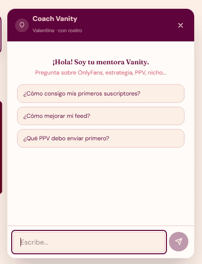 Coach IA Vanity — asistente de inteligencia artificial para creadoras